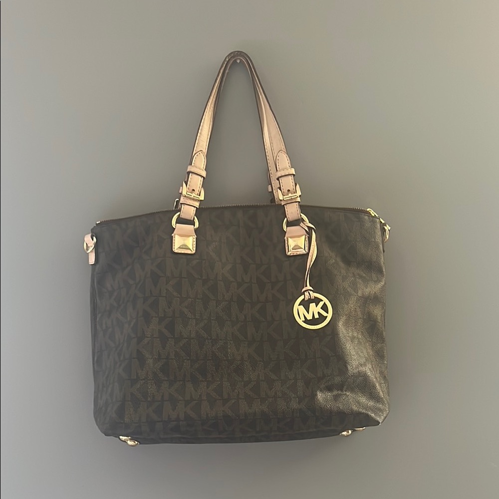 Michael Kors Black and Tan Signature Tote